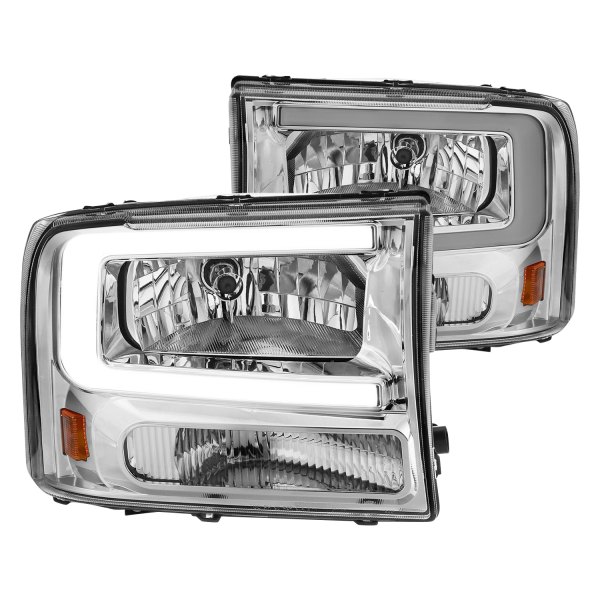 Anzo® - Plank Style Chrome LED U-Bar™ Headlights, Ford Excursion