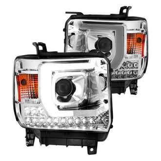 Anzo® - Plank Style Driver and Passenger Side Chrome LED DRL Bar Projector Headlights