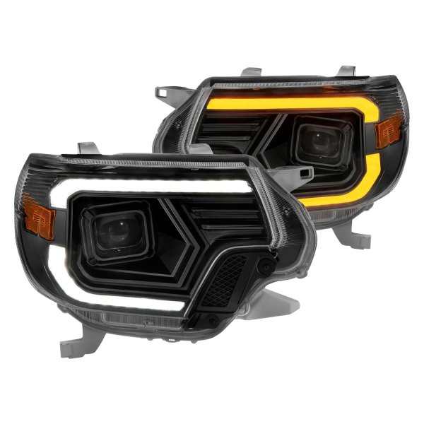 Anzo® - Black Switchback LED U-Bar™ Projector Headlights, Toyota Tacoma