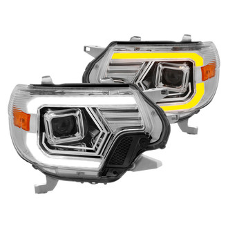 Anzo® - Plank Style Driver and Passenger Side Chrome Switchback LED U-Bar™ Projector Headlights