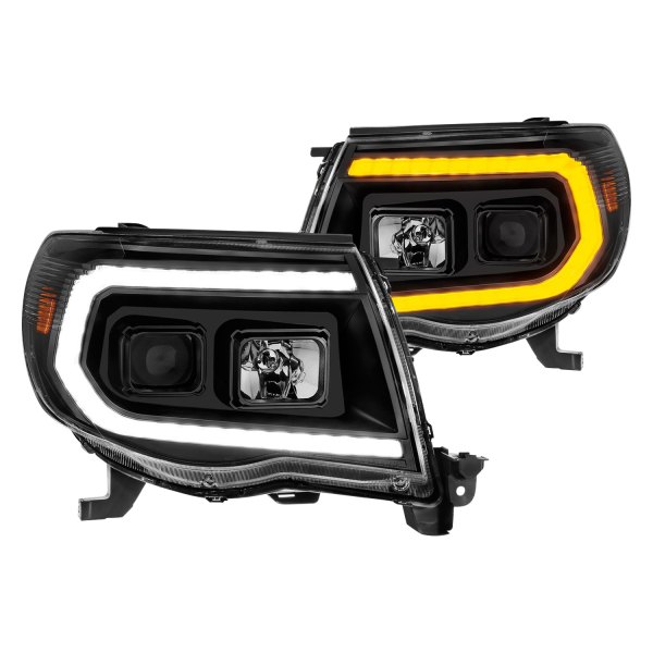 Anzo® - Black Switchback LED U-Bar™ Projector Headlights, Toyota Tacoma