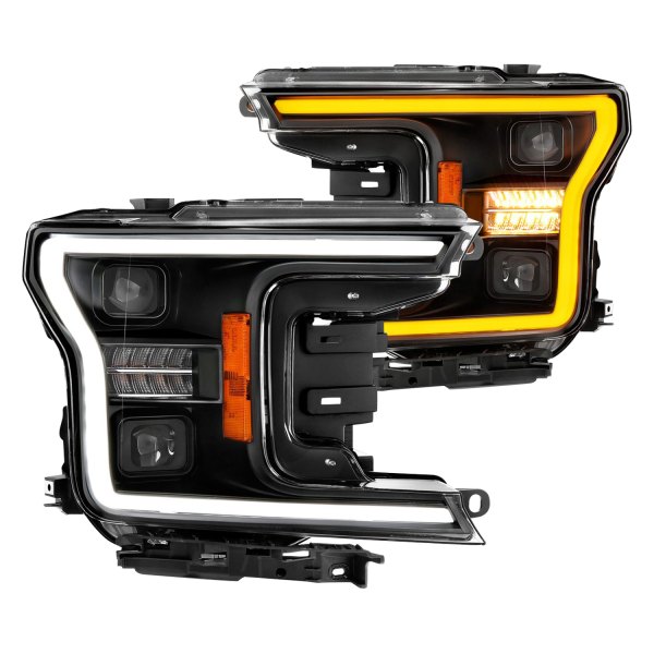 Anzo® - Plank Style Black Sequential U-Bar™ Projector LED Headlights