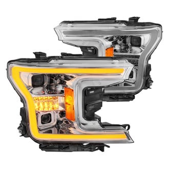 Anzo® - Plank Style Driver and Passenger Side Chrome Sequential U-Bar™ Projector LED Headlights