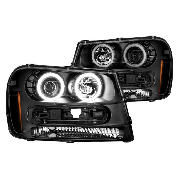 Anzo® - Black LED Halo Projector Headlights, Chevrolet Trailblazer