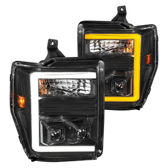 Anzo® - Plank Style Driver and Passenger Side Black Switchback LED U-Bar™ Projector Headlights