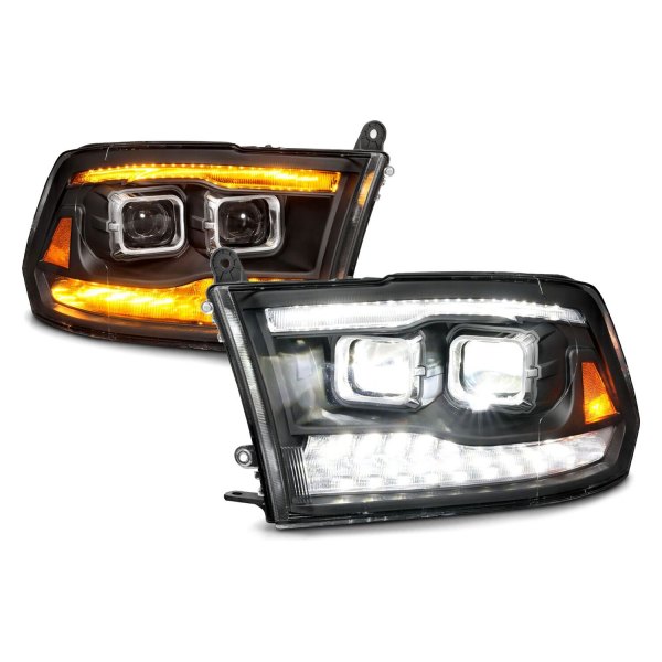 Anzo® - Plank Style Black Dual Projector LED Headlights with LED DRL and Sequential Turn Signal