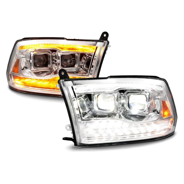 Anzo® - Chrome Dual Projector LED Headlights with LED DRL and Sequential Turn Signal