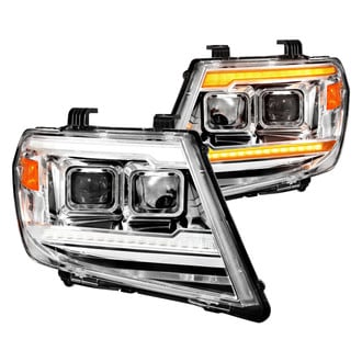 Anzo® - Plank Style Driver and Passenger Side Chrome Projector Headlights with Sequential LED DRL