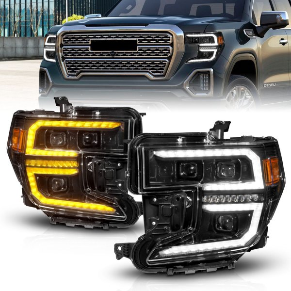 Anzo® - Plank Style Black Projector LED Headlights with DRL and Sequential Turn Signal