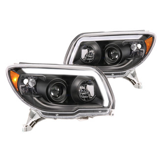 Anzo® - Plank Style Driver and Passenger Side Black LED Light Tube Projector Headlights