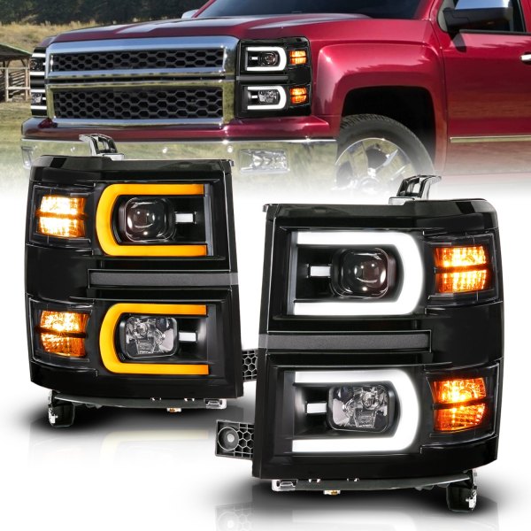 Anzo® - Plank Style Black Sequential LED DRL Bar Projector Headlights