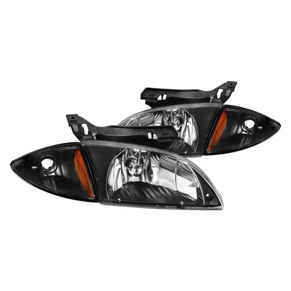 Anzo® - Black Euro Headlights with Turn Signal/Corner Lights, Chevrolet Cavalier