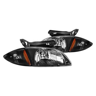 Anzo® - Driver and Passenger Side Black Euro Headlights with Turn Signal/Corner Lights