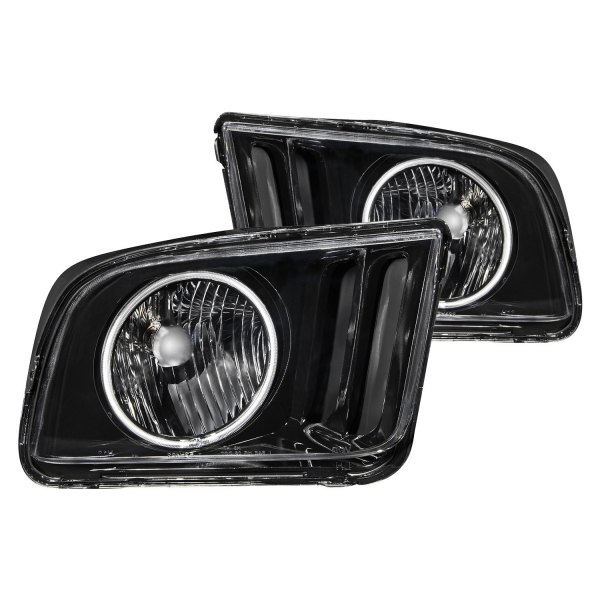 Anzo® - Black CCFL Halo Euro Headlights, Ford Mustang