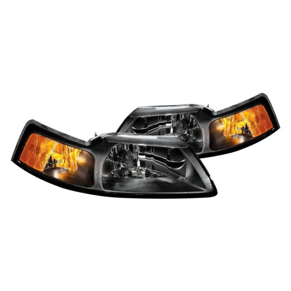 Anzo® - Black Euro Headlights, Ford Mustang