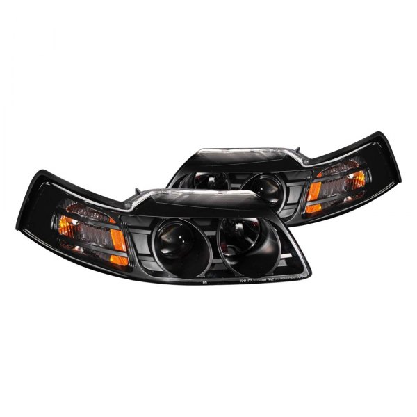 Anzo® - Black Projector Headlights, Ford Mustang