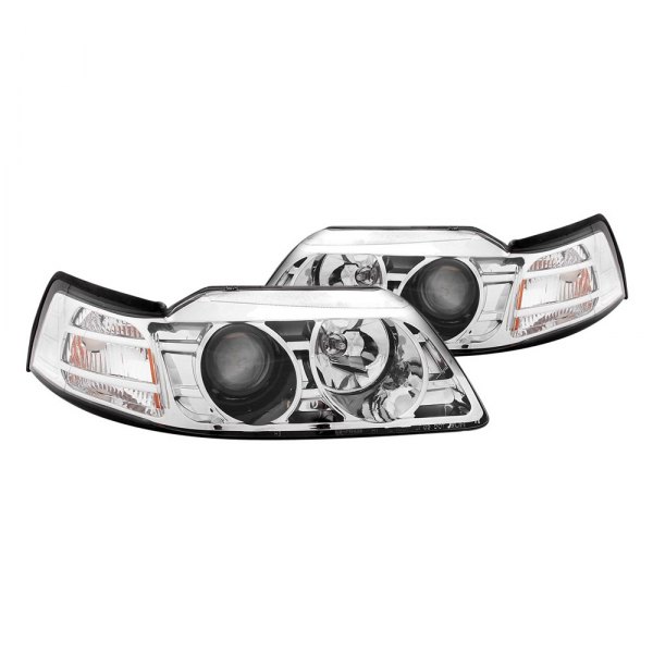 Anzo® - Chrome Projector Headlights, Ford Mustang