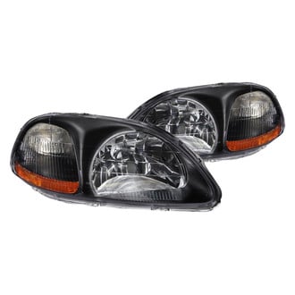 Anzo® - Driver and Passenger Side Black Euro Headlights