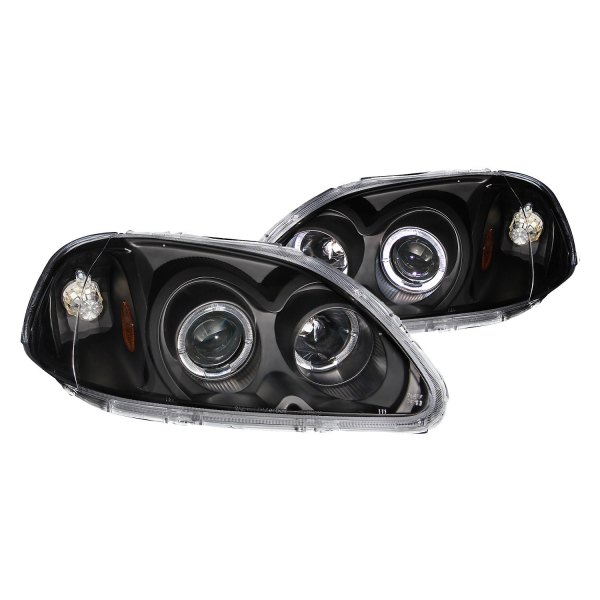 Anzo® - Black LED Halo Projector Headlights, Honda Civic