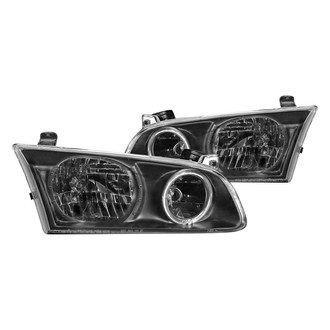 Anzo® - Driver and Passenger Side Black Halo Euro Headlights