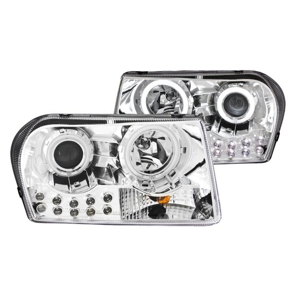 Anzo® - Chrome CCFL Halo Projector Headlights with Parking LEDs, Chrysler 300