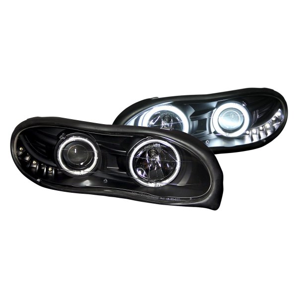 Anzo® - Black CCFL Halo Projector Headlights with Parking LEDs, Chevy Camaro