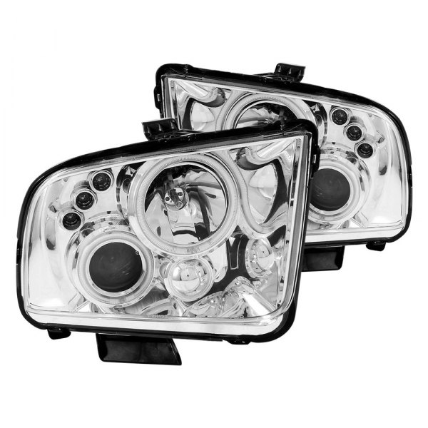 Anzo® - Chrome CCFL Halo Projector Headlights with Parking LEDs, Ford Mustang