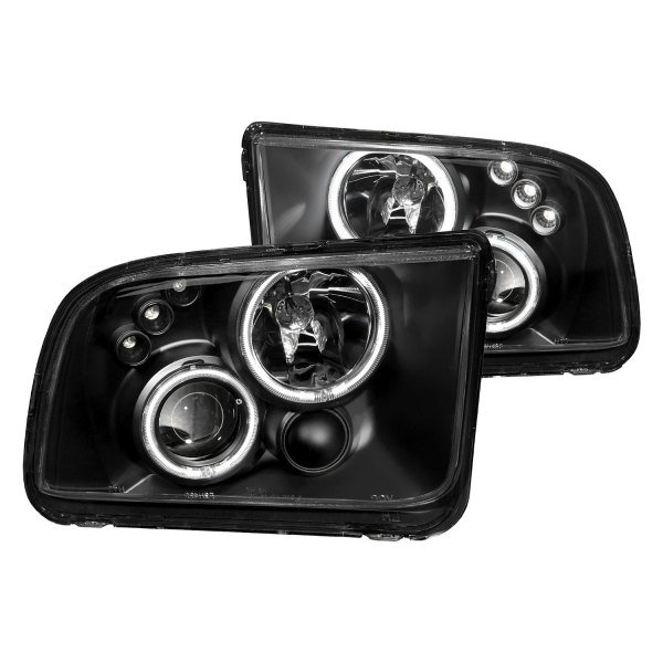 Anzo® - Black CCFL Halo Projector Headlights with Parking LEDs, Ford Mustang