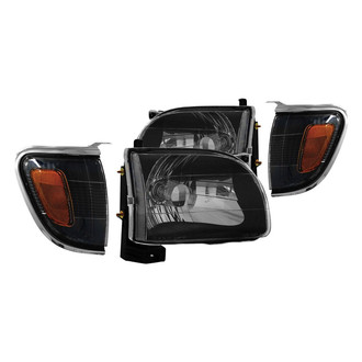 Anzo® - Driver and Passenger Side Black Euro Headlights with Corner Lights