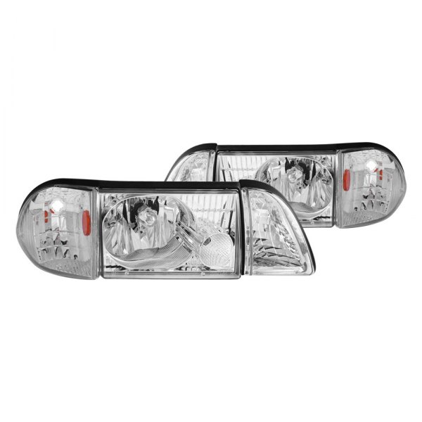 Anzo® - Chrome Euro Headlights with Corner and Parking Lights, Ford Mustang