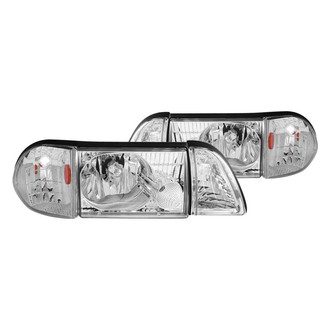 Anzo® - Driver and Passenger Side Chrome Euro Headlights with Corner and Parking Lights