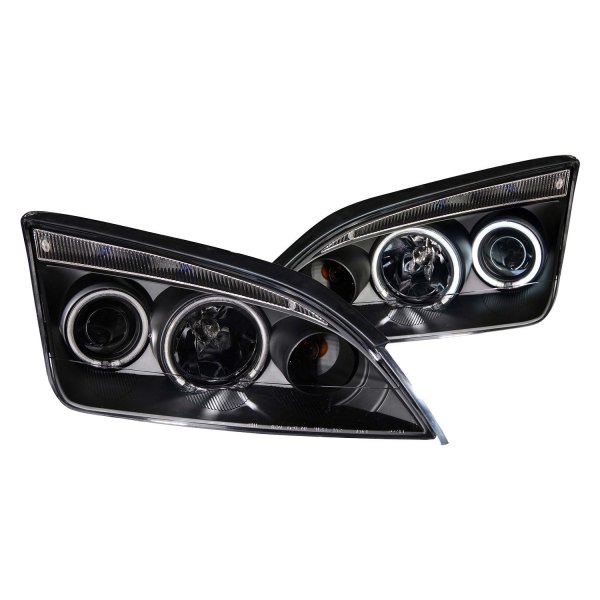 Anzo® - Black CCFL Halo Projector Headlights with Parking LEDs, Ford Focus