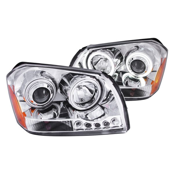 Anzo® - Chrome CCFL Halo Projector Headlights with Parking LEDs, Dodge Magnum