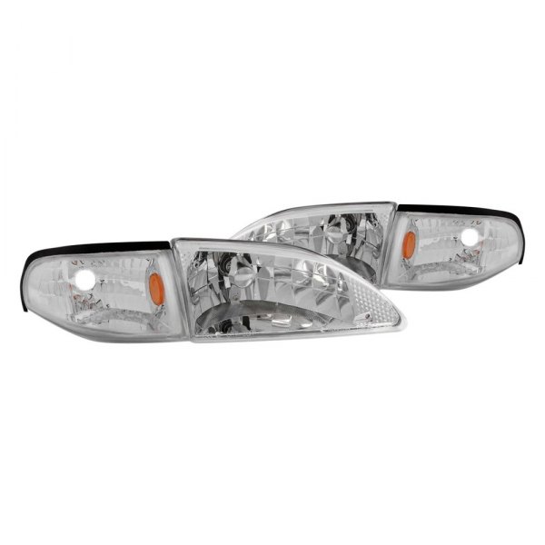 Anzo® - Chrome Euro Headlights with Corner Lights, Ford Mustang