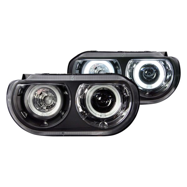 Anzo® - Black CCFL Dual Halo Projector Headlights, Dodge Challenger