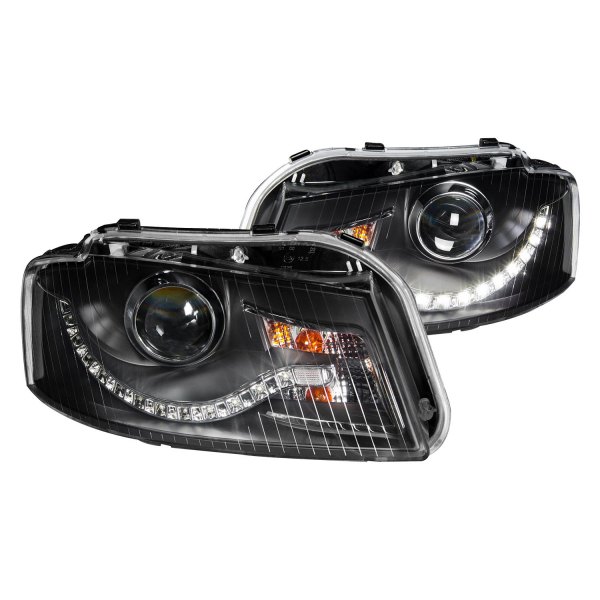 Anzo® - Black Projector Headlights with R8 Style LED Parking Lights, Audi A3