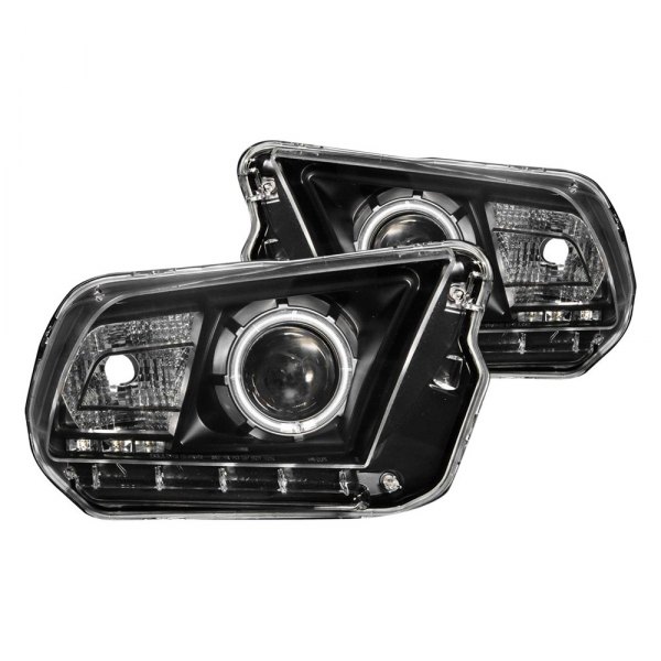Anzo® - Black CCFL Halo Projector Headlights with Parking LEDs, Ford Mustang