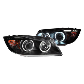 Anzo® - Driver and Passenger Side Black CCFL Halo Projector Headlights with Parking LEDs