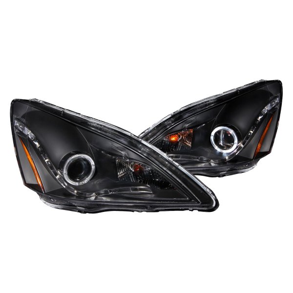Anzo® - R8 Style Black Halo Projector Headlights with Parking LEDs, Honda Accord