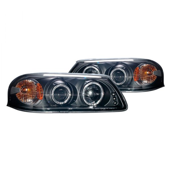 Anzo® - Black Halo Projector Headlights with Parking LEDs, Chevy Impala