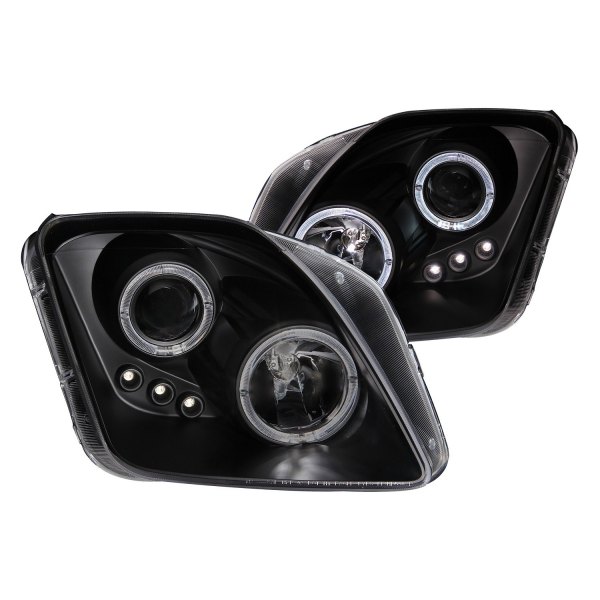 Anzo® - Black CCFL Halo Projector Headlights with Parking LEDs, Honda Prelude