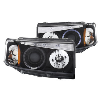 Anzo® - Driver and Passenger Side Black Halo Projector Headlights with Parking LEDs