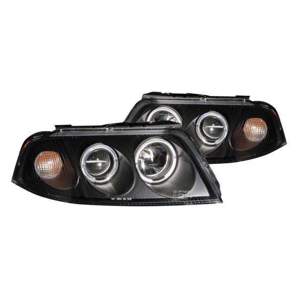 Anzo® - Black LED Halo Projector Headlights, Volkswagen Passat