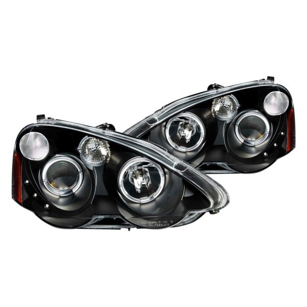 Anzo® - Black Halo Projector Headlights with Parking LEDs, Acura RSX