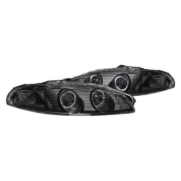 Anzo® - Black Dual Halo Projector Headlights with Parking LEDs, Mitsubishi Eclipse