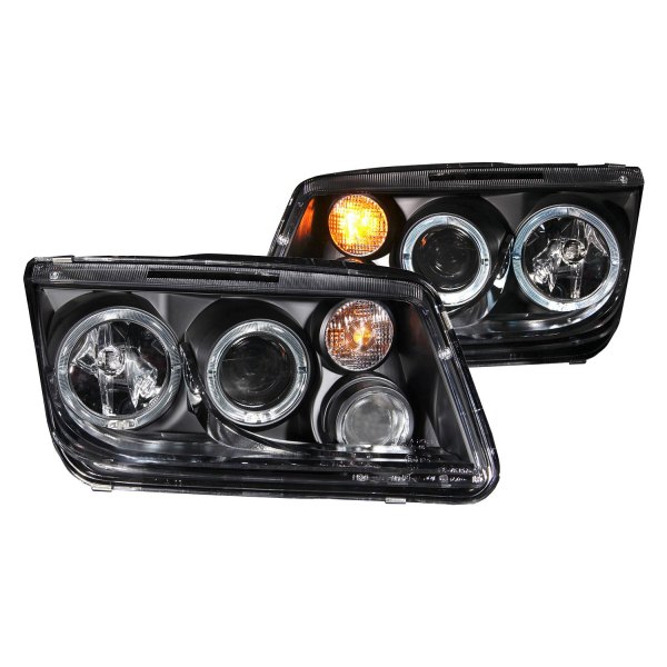 Anzo® - Black CCFL Halo Projector Headlights with Fog Lights, Volkswagen Jetta