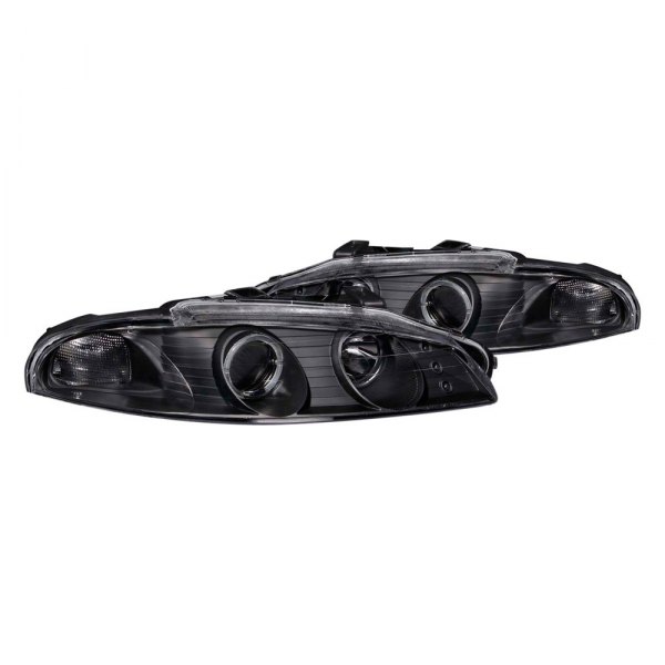 Anzo® - Black Halo Projector Headlights with Parking LEDs, Mitsubishi Eclipse