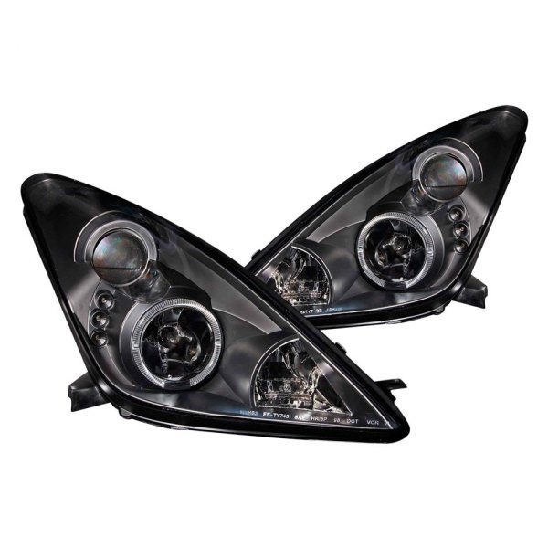 Anzo® - Black Halo Projector Headlights with Parking LEDs, Toyota Celica