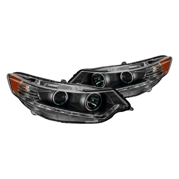Anzo® - Black CCFL Halo Projector Headlights with Parking LEDs, Acura TSX