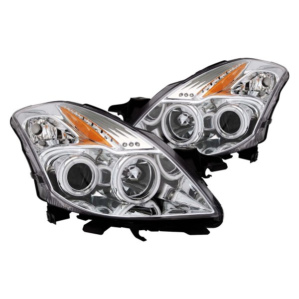 Anzo® - Chrome CCFL Halo Projector Headlights with Parking LEDs, Nissan Altima